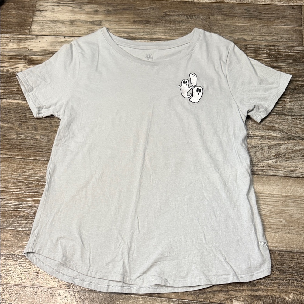Albion Casual Gray Short Sleeve Tee with Ghost Print